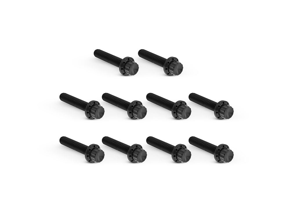 Titanium 12-Point Cam Cover Bolt Kit - Black. Fits Twin Cam 1999-2017
