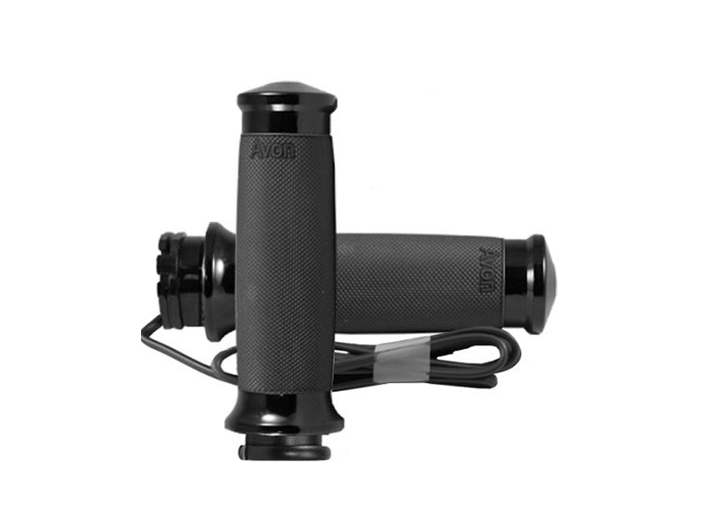 Heated Custom Contour Handgrips - Black. Fits H-D with Throttle Cable.