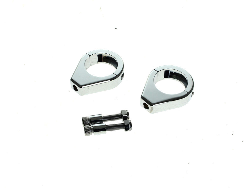39mm Forks Turn Signal Clamps - Chrome. Fits Dyna 1991-2005, FXR 1987-1994 & Most Sportster 1987-2021