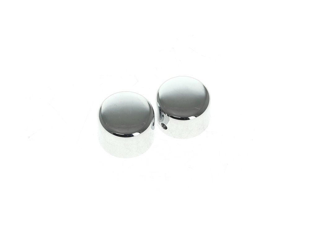 Front Axle Caps - Chrome. Fits Softail 1984-2006, Dyna 1991-2003, Touring 1980-1999, Sportster 1988-2007, FXR 1982-1994 & FXWG 1980-1986