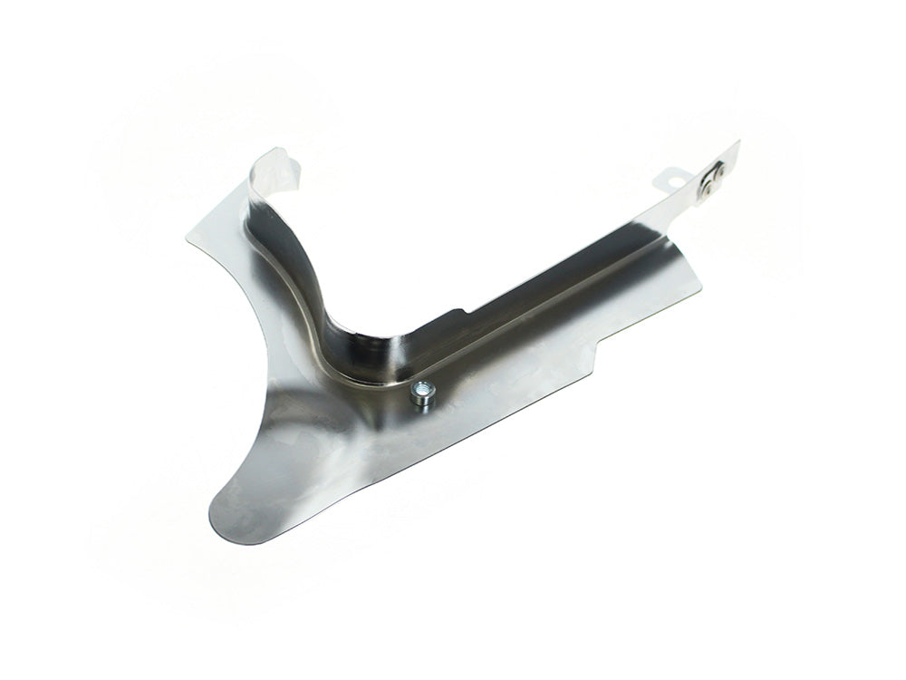 Lower Belt Guard - Chrome. Fits Softail Fatboy 2008-2017, Cross Bones 2008-2011, Standard 2008-2015, Night Train 2008-2009, Custom 2008-2010 & Breakout 2013-2017