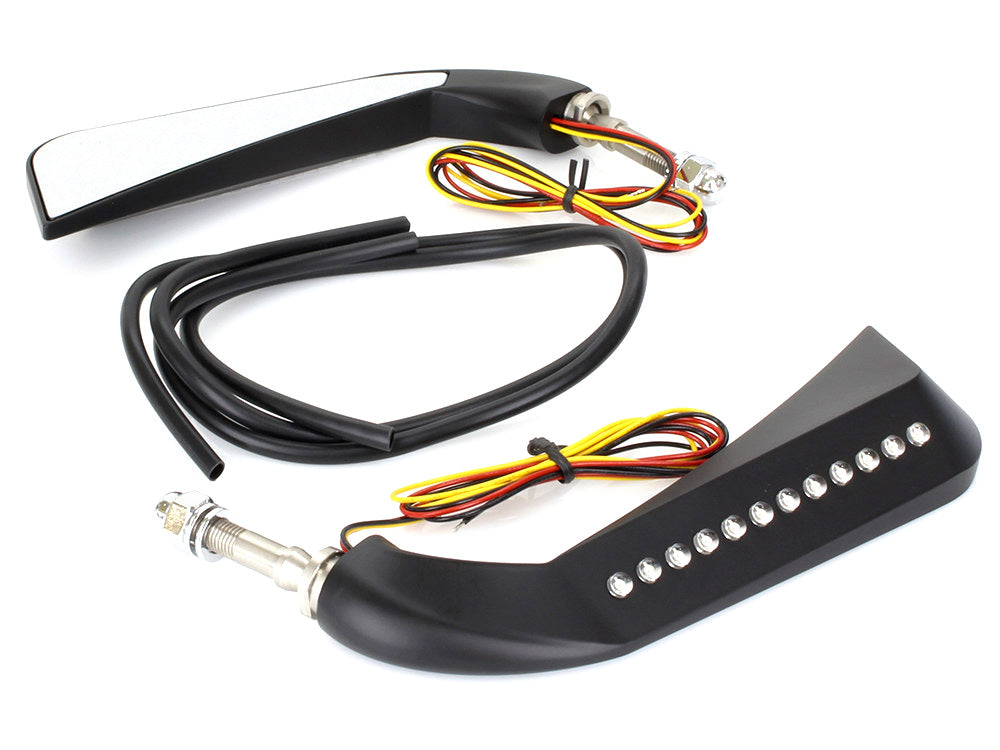 Slim Sickle / Avenger Mirrors with LED Indicators - Black.
