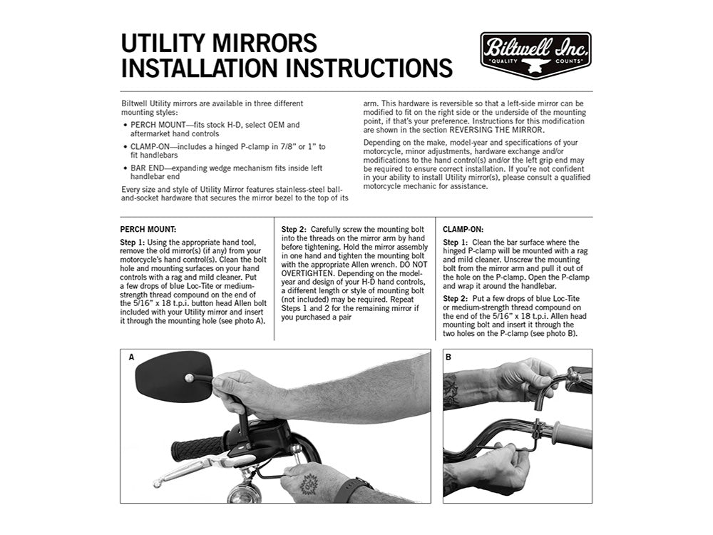 Teardrop Utility Mirrors - Chrome. Left and Right Set