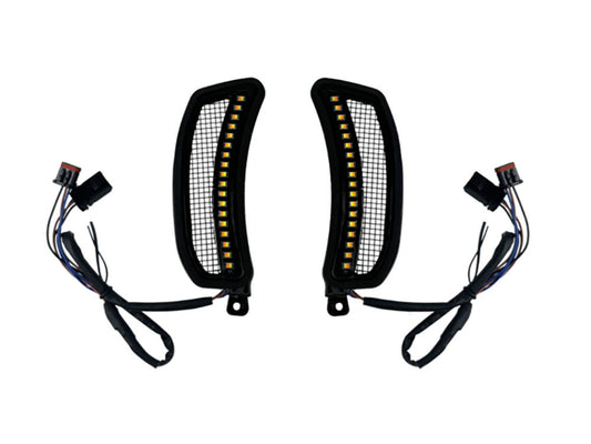 LED Vent Inserts With Amber & White LED's - Black with Black Mesh. Fits Low Rider ST 2022up