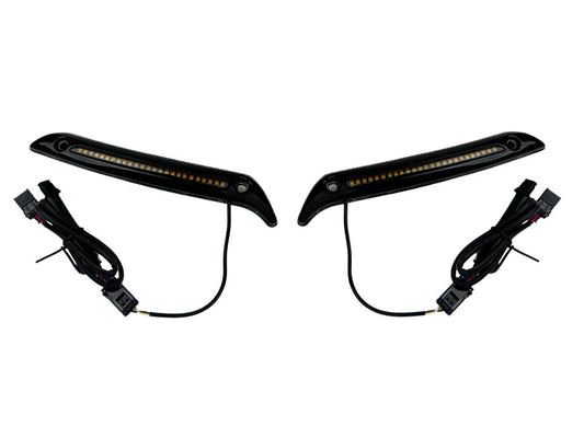 LED DRL Windshield Trim with Sequential Amber Turn, White Run & Smoke Lens - Black. Fits Low Rider ST 2022up