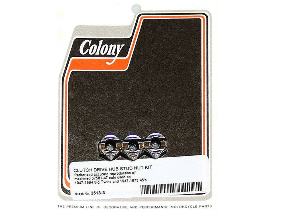Clutch Hub Nut - Pack of 3. Fits 4Spd Big Twin 1947-1984 & 45's 1947-1973.