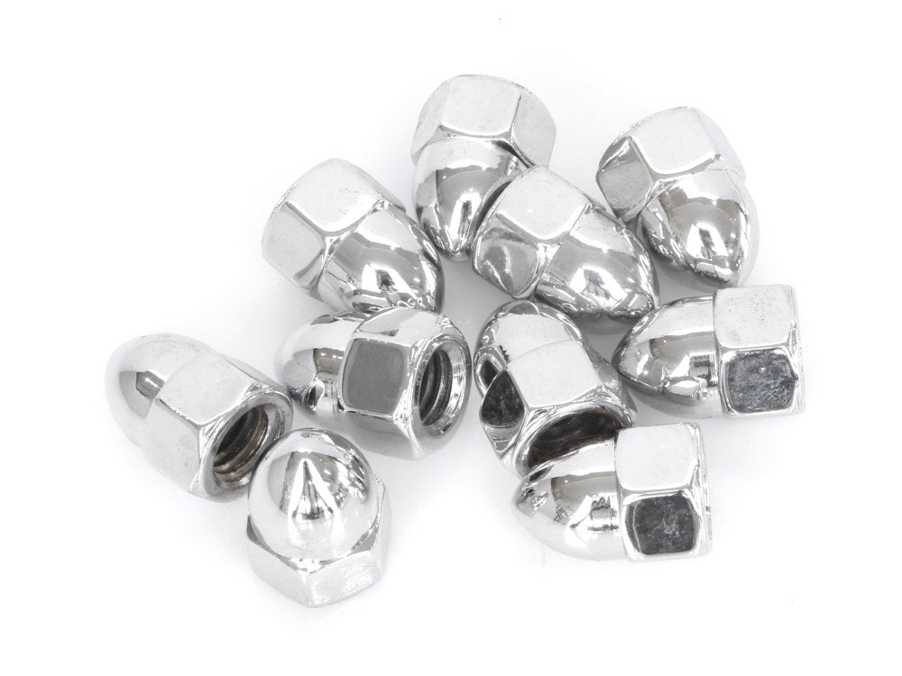 7/16-14 UNC Acorn OEM Style Nuts - Chrome. Pack 10.