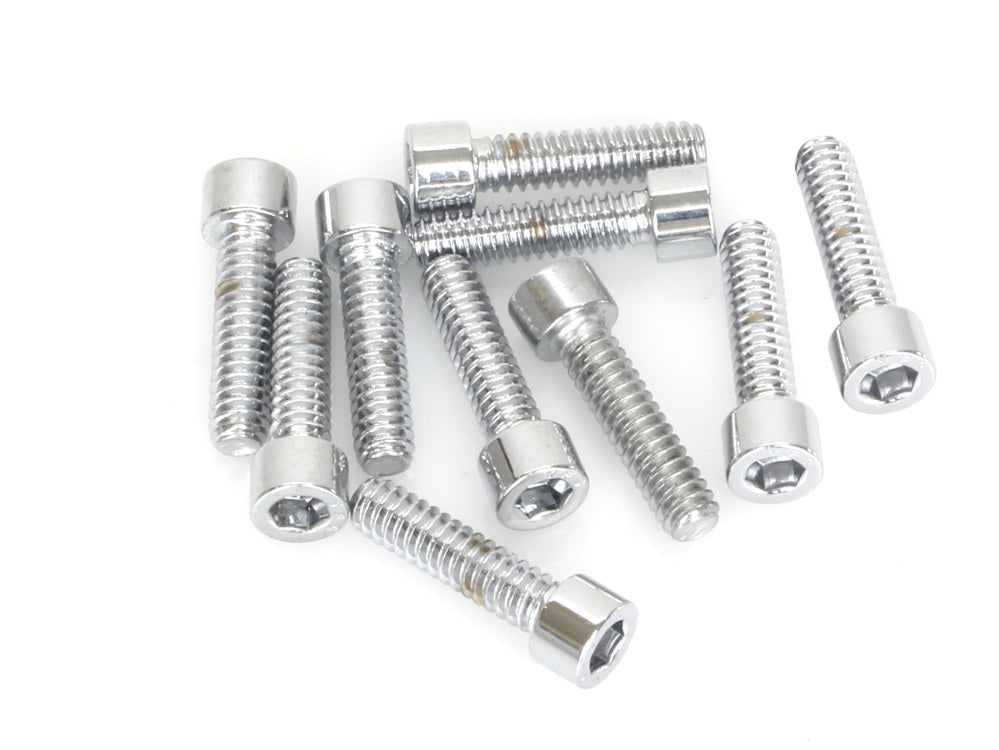 10-24 x 3/4in. UNC Polished Socket Head Allen Bolts - Chrome. Pack 10.
