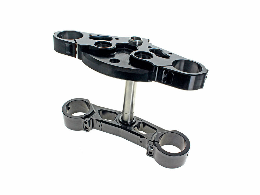 7 Degree X23 Raked Triple Tree Kit - Black. Fits CVO Street Glide & Road Glide 2023up with 23in. Wheel Upgrade.