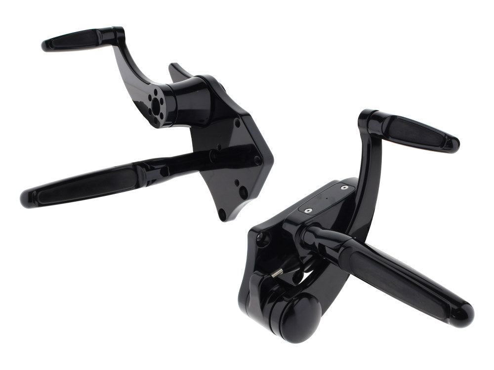 Standard Length Forward Controls with Folding Rubber Inlay Pegs - Black. Fits Softail 2000-2017.