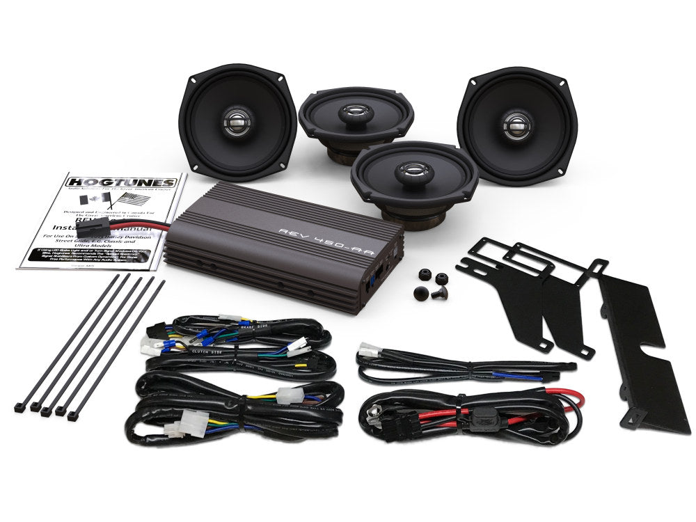 Hogtunes, 400 Watt Amp x 4 Speaker Kit. Fits Ultra Classic 1998-2013 & Tri Glide Ultra 2009-2013