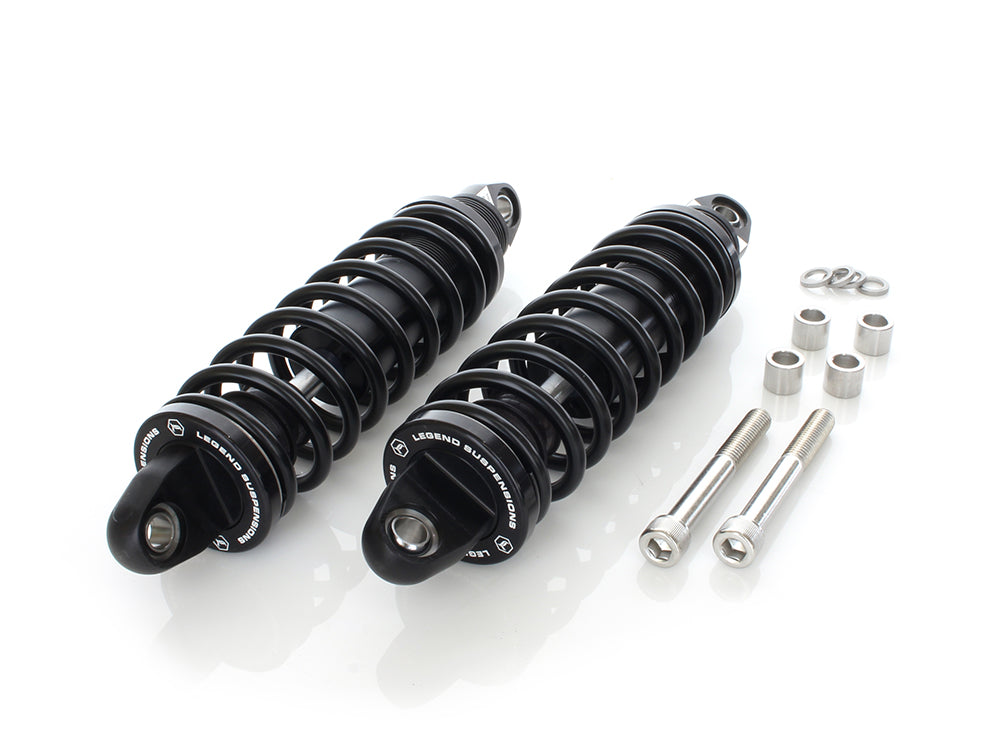 REVO Series, 12in. Rear Shock Absorbers - Black. Fits Dyna 1991-2017.