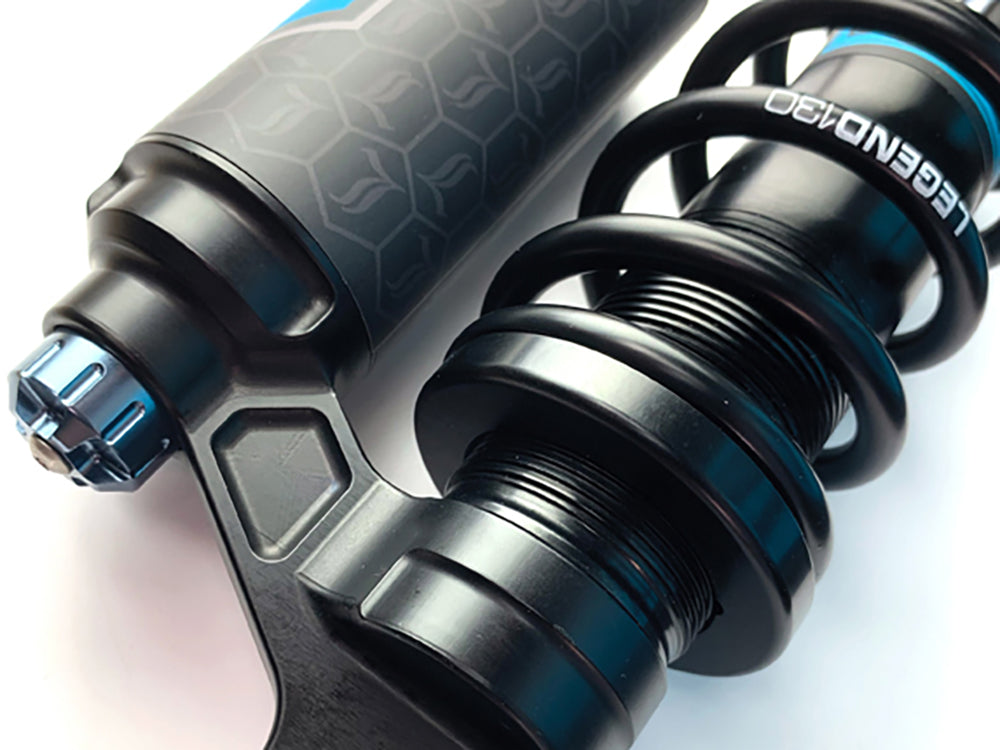 Revo ARC Piggyback Suspension. 14in. Adjustable, Heavy Duty Spring Rate, Rear Shock Absorbers - Black. Fits Dyna 1991-2017.
