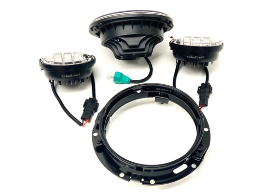 7in. HeadLight & 4.5in. Passing Lamps (2) Insert Bundle - Chrome. Fits H-D with 7in. Headlights & 4.5in. Passing Lamps.