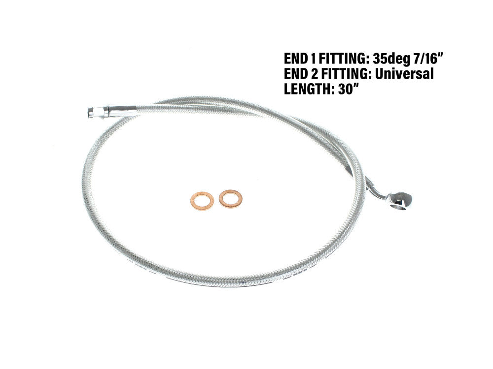30in. Upper Front Brake Line with 7/16in. x 35 Degree Banjo - Sterling Chromite.