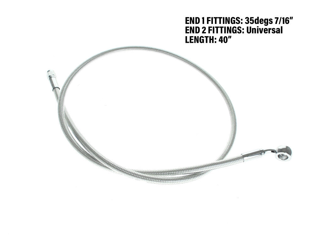 40in. Upper Front Brake Line with 7/16in. x 35 Degree Banjo - Sterling Chromite.