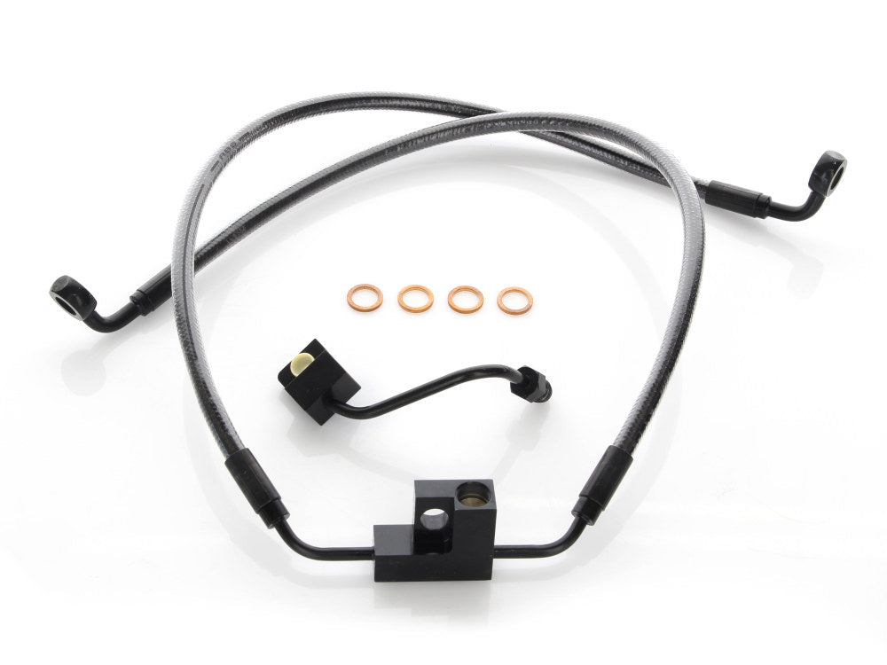 Stock Length Lower Front Brake Line - Black Pearl. Fits Dyna Fat Bob 2012-2017 & Dyna Low Rider 2014-2017 & Low Rider S 2016-2017