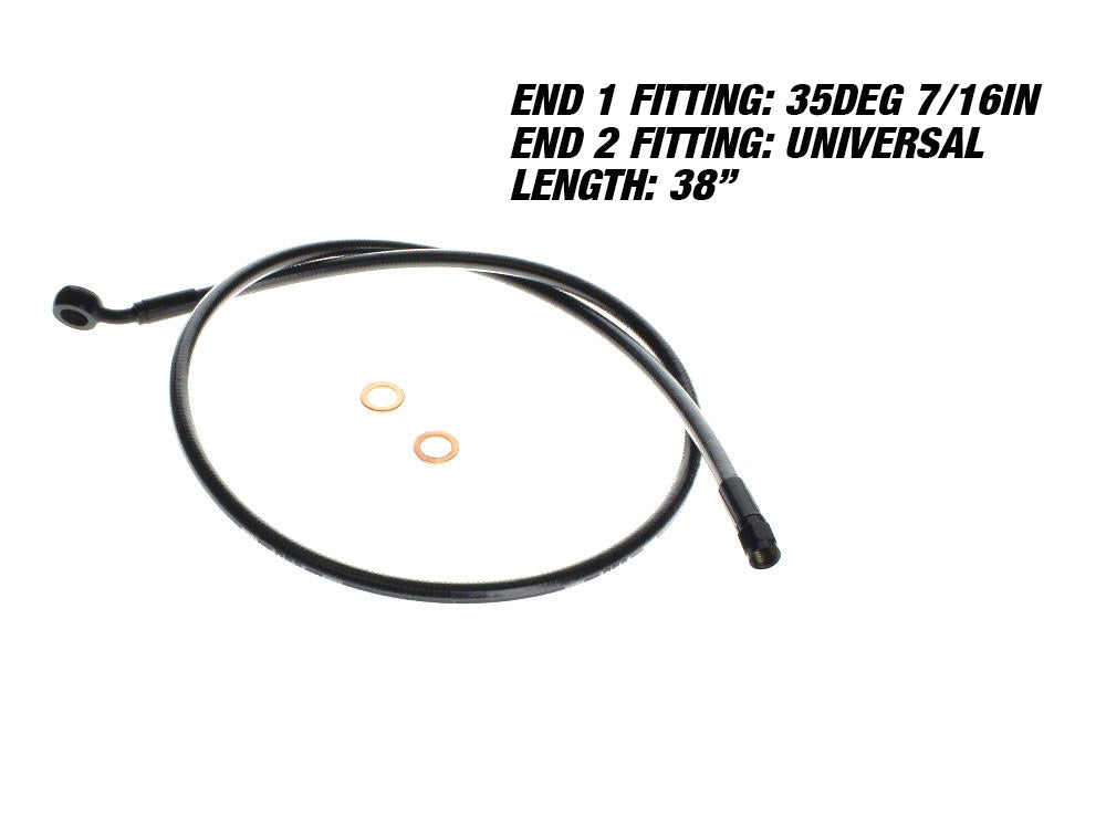 38in. Upper Front Brake Line with 7/16in. x 35 Degree Banjo - Black Pearl.