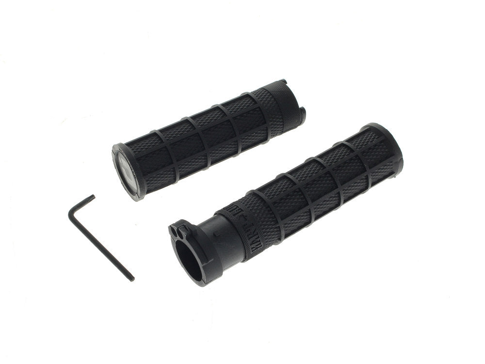 Replacement Rubbers for Hart-Luck Full Waffle Lock-On Handgrips - Black. Fits H-D with Throttle Cable.