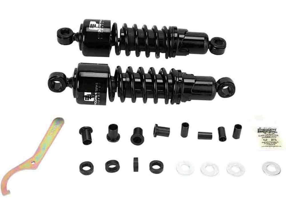412 Series, 11in. Standard Spring Rate Rear Shock Absorbers - Black. Fits Touring 1980-2005, Sportster 1979-2003 & FXR 1982-1994.