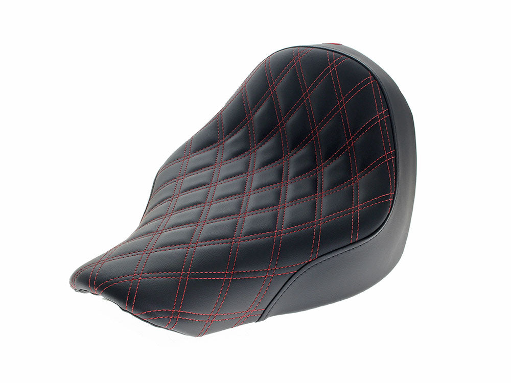 Renegade LS Solo Seat with Red Double Diamond Lattice Stitch. Fits Sport Glide & Low Rider 2018up, Low Rider S 2020up & Low Rider ST 2022up.