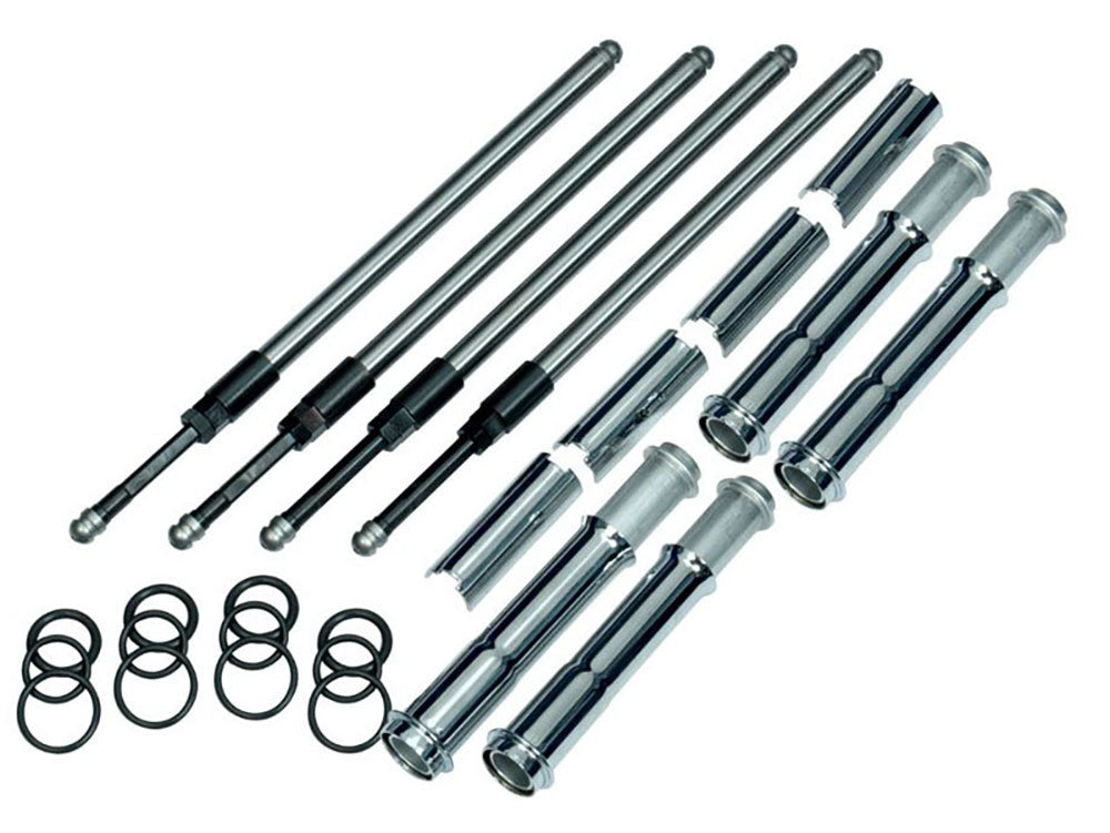 Quickee Adjustable Pushrod Kit - Chrome. Fits Milwaukee-Eight 2017up.