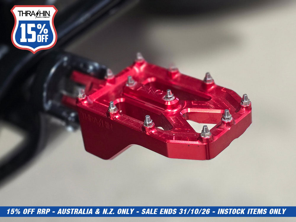 Aggressor Footpegs - Red. Fits Softail 2018up Front Rider