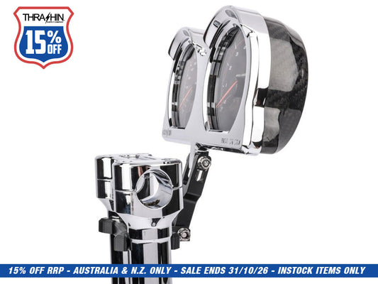 Thrashin Holeshot Risers to Gauges Relocation Bracket - Black. Fits Thrashin' Gauge housings.