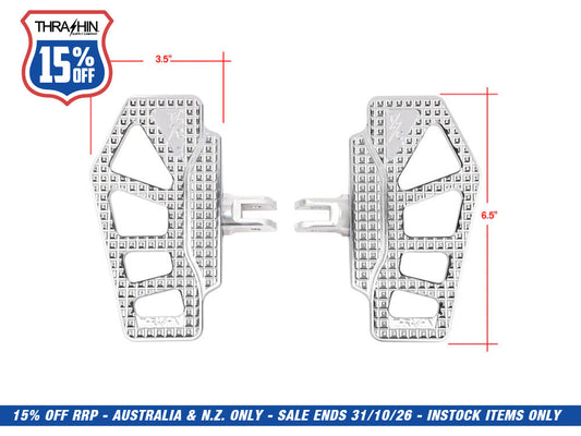 Apex Mini Floorboards - Chrome. Fits Softail 2018up Front Rider