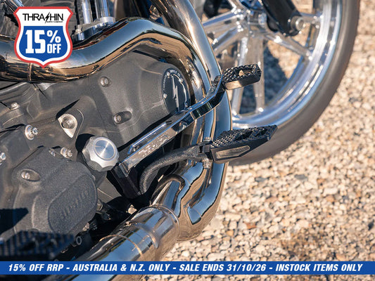 Brake Pedal Arm - Chrome. Fits Dyna 1999-2017 with Mid Controls.