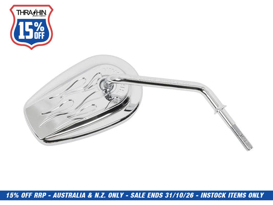 Billet Mini Mirrors Flame - Chrome