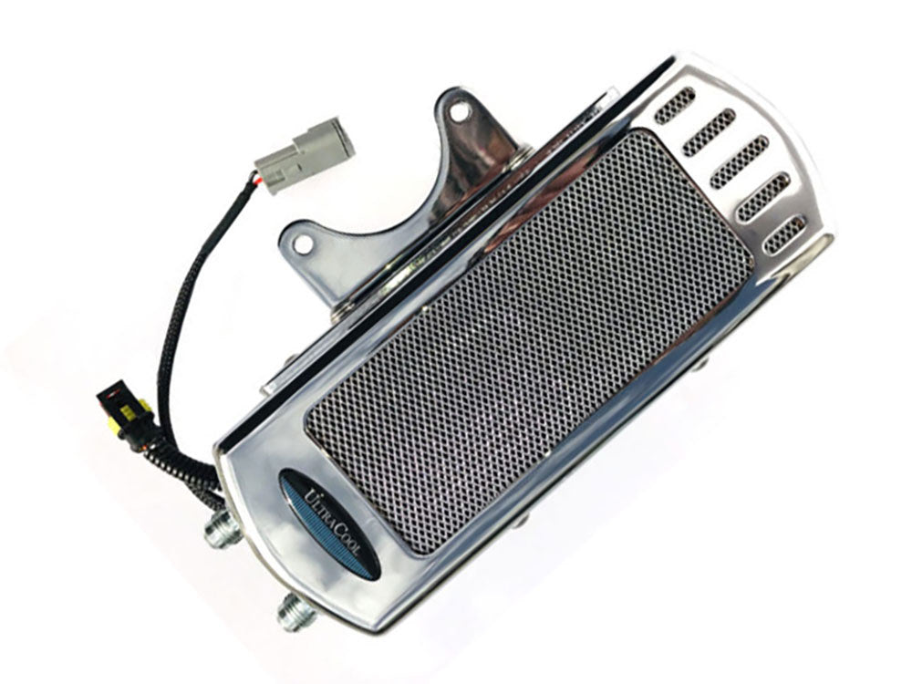 Fan Assisted Side Mount Oil Cooler Kit - Chrome. Fits Touring 2009-2016