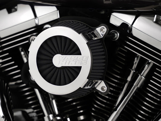 VO2 Cage Fighter Air Cleaner Kit - Chrome. Fits Touring 2017-2024 & Softail 2018-2024