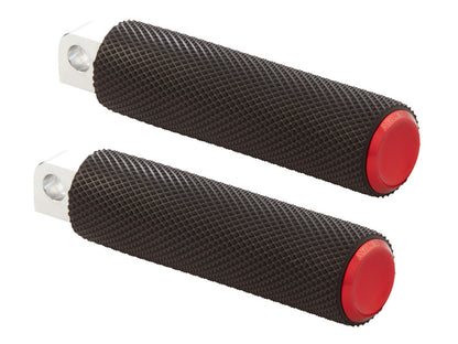 Knurled Fusion Footpegs - Red. Fits H-D.
