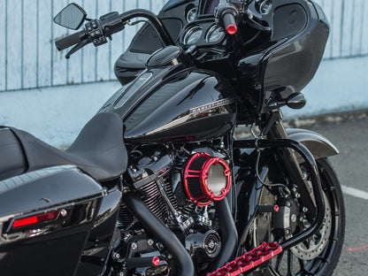 Knurled Fusion Shiftpeg - Red. Fits H-D.
