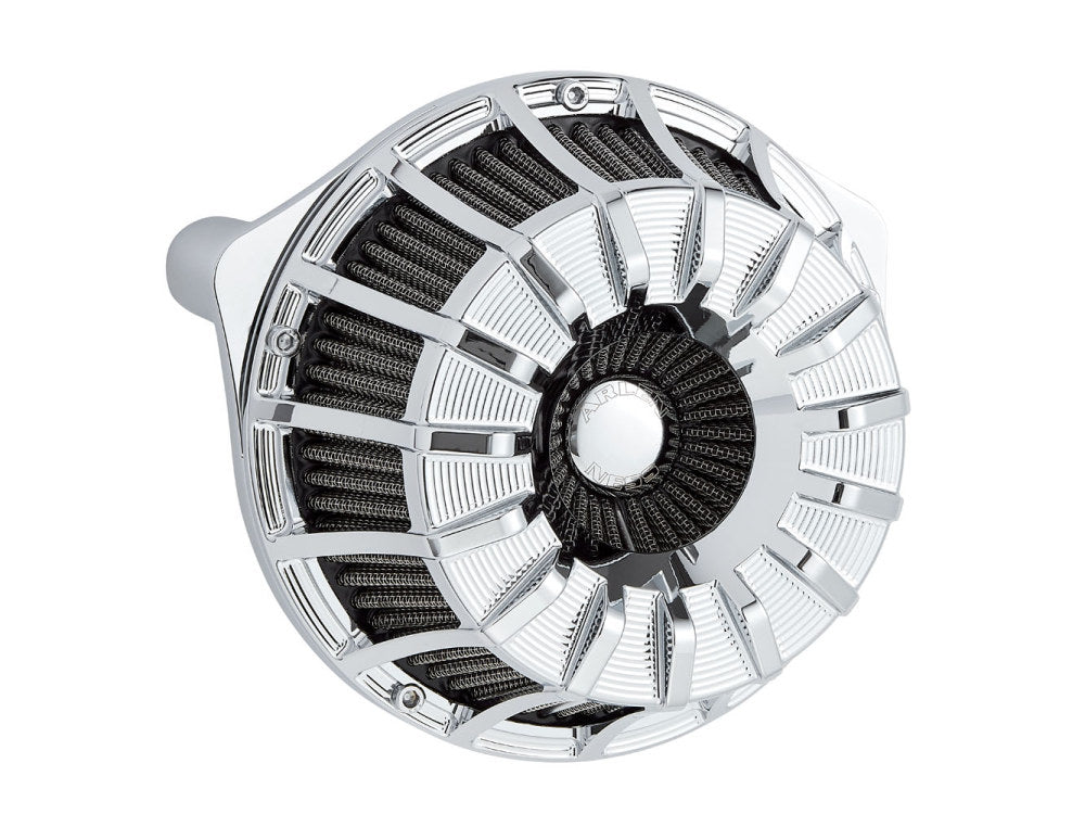 15-Spoke Air Cleaner Kit - Chrome. Fits Softail 2000-2015, Dyna 1999-2017, Touring 1999-2007 with CV Carb or Cable Operated Delphi EFI