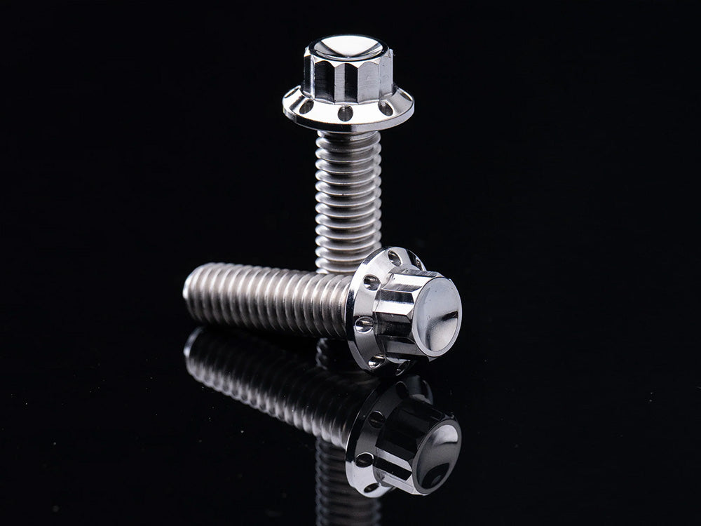 Titanium 12-Point Transmission Side Cover Bolt Kit - Polished. Fits Touring 2007-2023, Softail 2007-2024 & Dyna 2006-2017