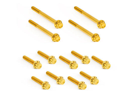 Titanium 12-Point Primary Cover Bolt Kit - Gold. Fits Softail 2018up Non-240 Tyre Models