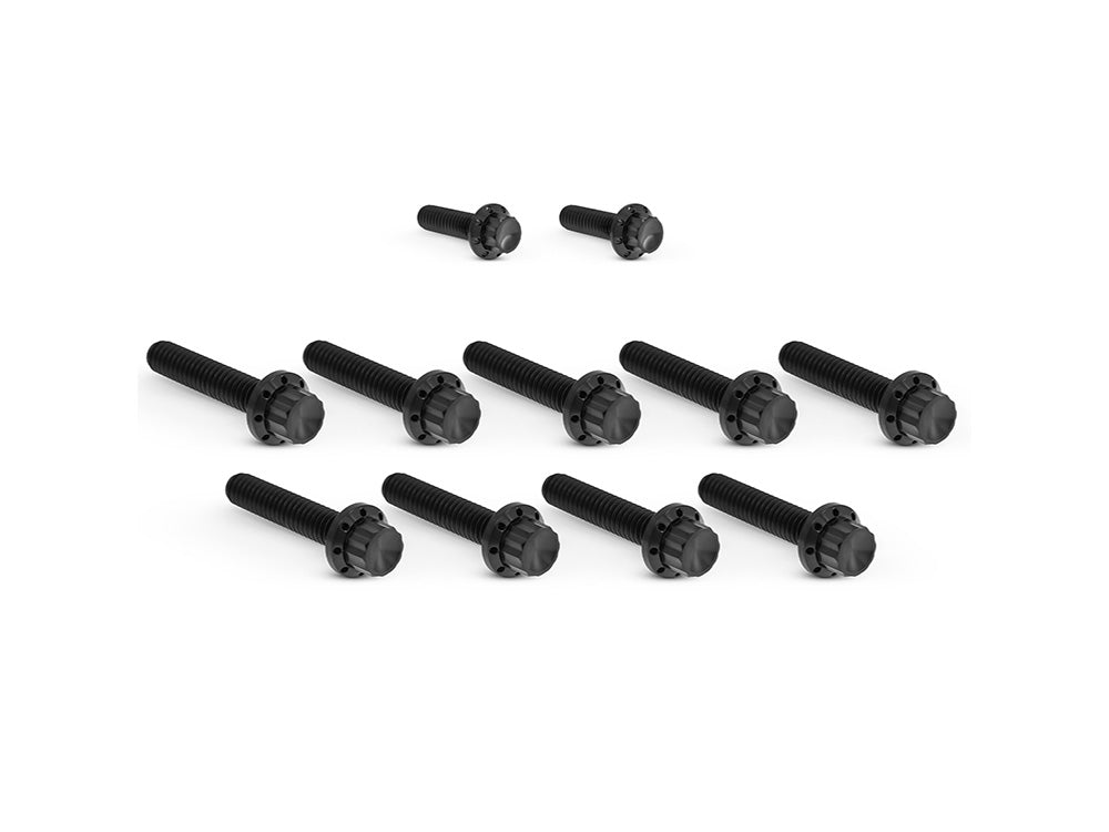 Titanium 12-Point Cam Cover Bolt Kit - Black. Fits Most Touring 2017-2024 & Softail 2018-2024