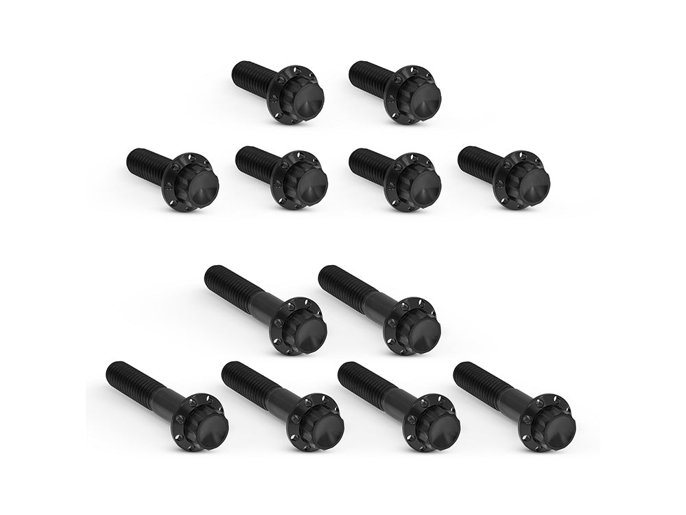 Titanium 12-Point Rocker Cover Bolt Kit - Black. Fits Twin Cam 1999-2017