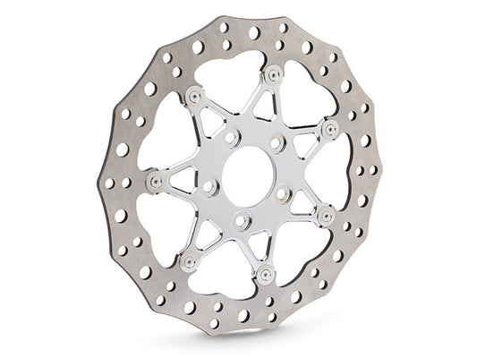 11.8in. Front ProCross Disc Rotor - Chrome. Fits Dyna 2006-2017, Softail 2015up, Sportster 2014-2021 & Some Touring 2008up.