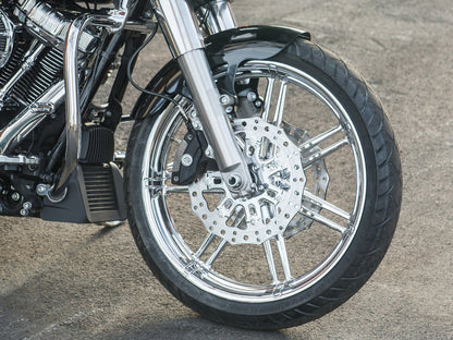 11.8in. Front 7-Valve Disc Rotor - Chrome. Fits Dyna 2006-2017, Softail 2015up, Sportster 2014-2021 & Some Touring 2008up.