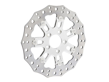 11.8in. Front 7-Valve Disc Rotor - Chrome. Fits Dyna 2006-2017, Softail 2015up, Sportster 2014-2021 & Some Touring 2008up.