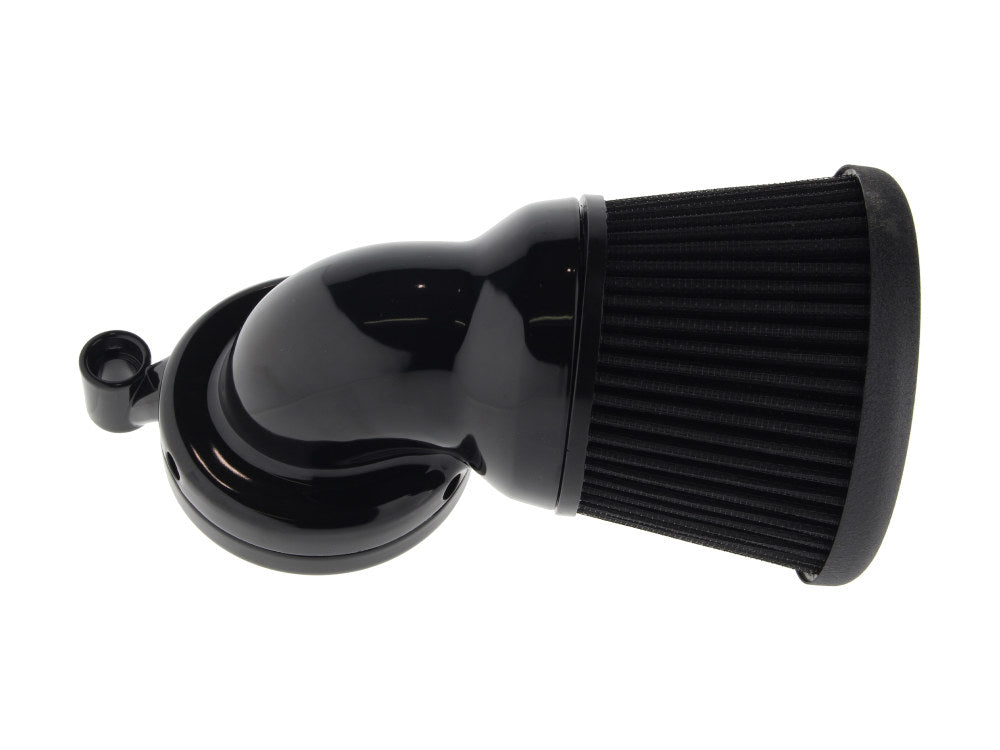 Velocity 90° Air Cleaner Kit - Black. Fits Softail 2000-2015, Dyna 1999-2017, Touring 1999-2007 with CV Carb or Cable Operated Delphi EFI