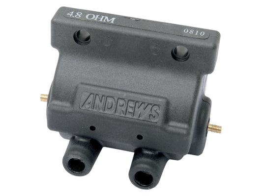 Ignition Coil - Black. Fits Big Twin & Sportster 1965-1998 with Points.
