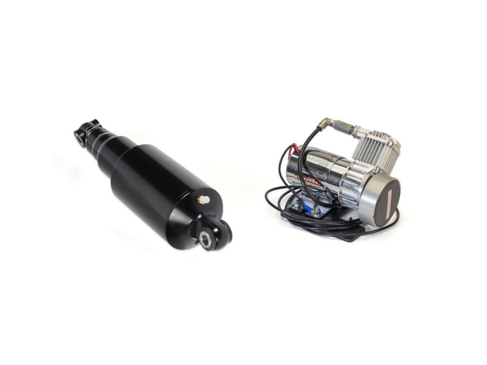 Rear Air Shock Absorbers - Black with Chrome Handlebar Switch. Fits Softail 2018up.