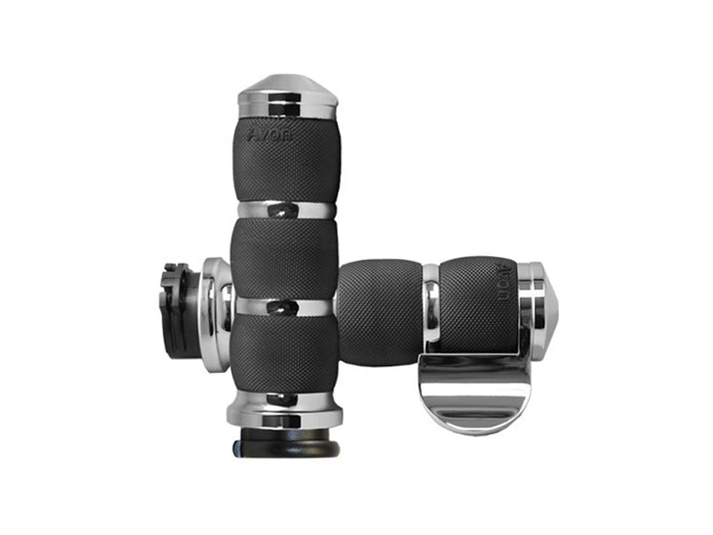 Air Cushion Handgrips with Throttle Boss - Chrome. Fits H-D with Throttle Cable.
