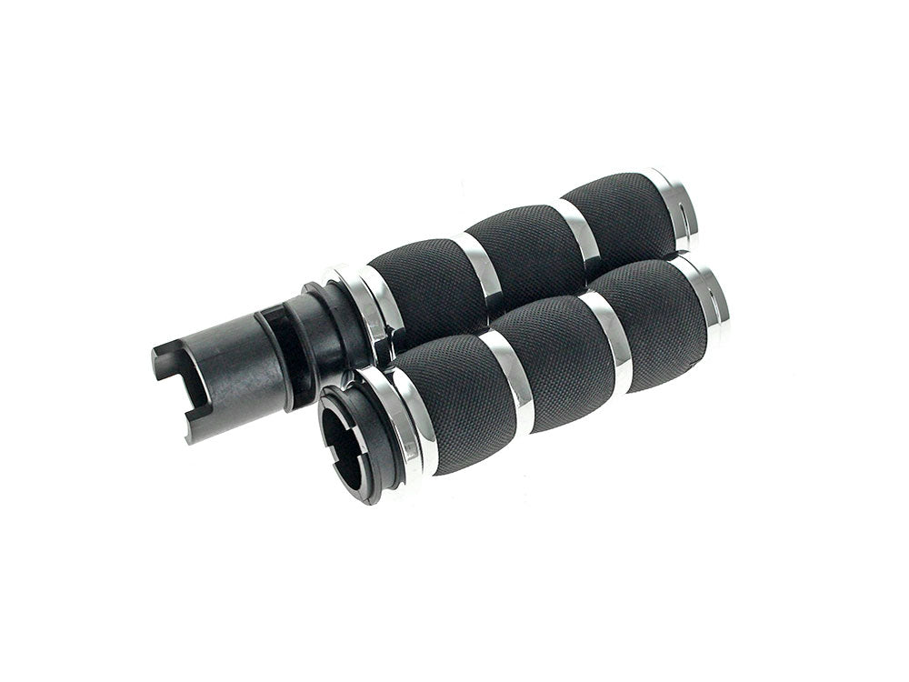Air Cushion Handgrips - Chrome. Fits CVO Touring 2023up, Street Glide & Road Glide 2024up, Touring 2025up & Softail 2025up