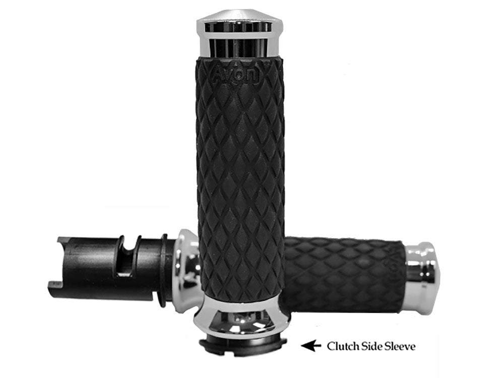 Diamond Contour Handgrips - Chrome. Fits CVO Touring 2023up, Street Glide & Road Glide 2024up, Touring 2025up & Softail 2025up