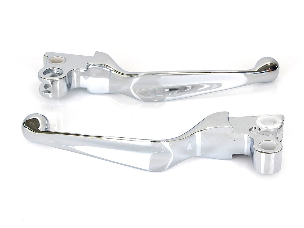 Wide Style Hand Levers - Chrome. Fits H-D 1982-1995.